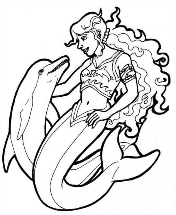 Dolphin Mermaid Coloring Page