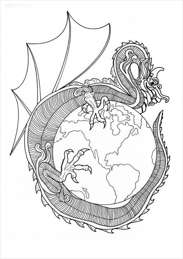 Dragon Mandala Coloring Page