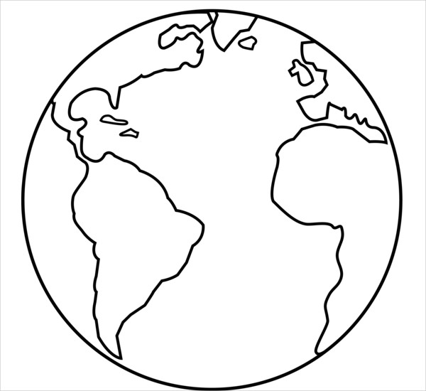 Earth Black and White Clipart