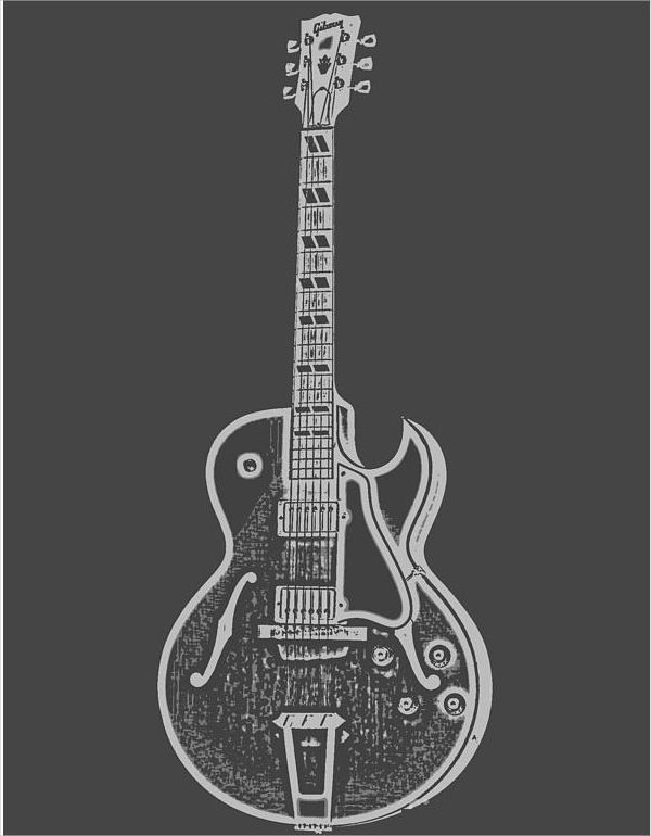 pencil sketch of a guitar