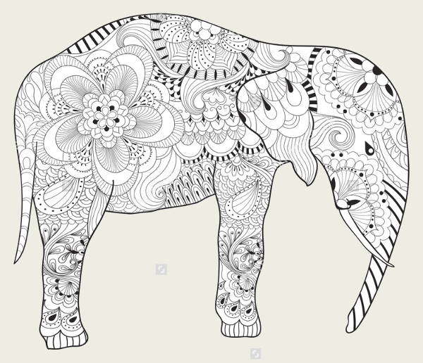 Elephant Outline Drawing