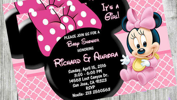 FREE 6 Minnie Mouse Baby Shower Invitation Designs In PSD AI