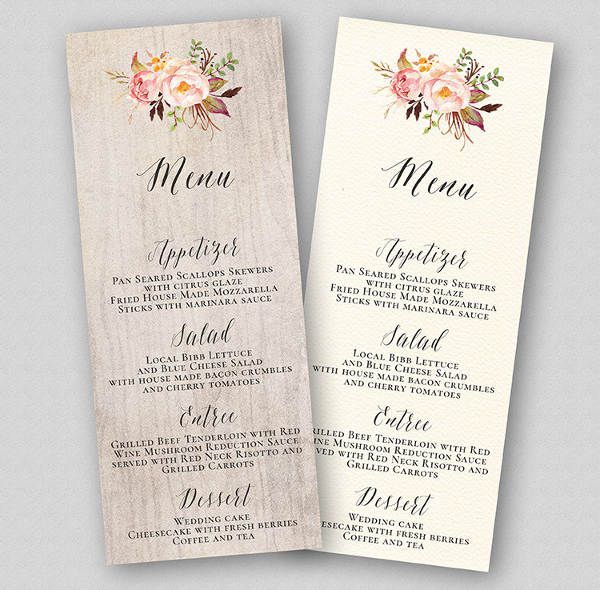 Floral Printable Wedding Menu