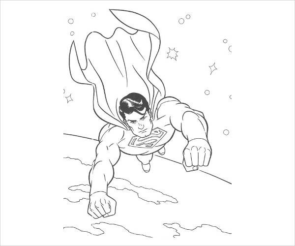 Flying Superman Coloring Page