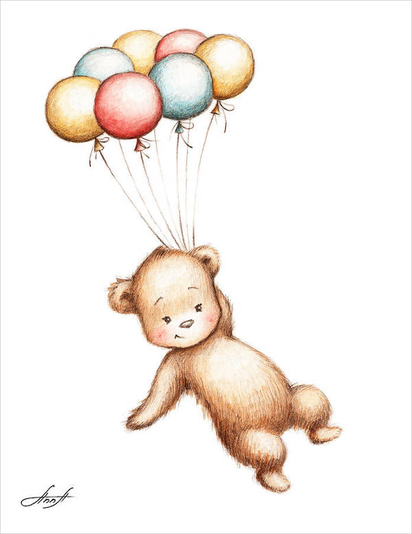 Flying Teddy Bear Drawing