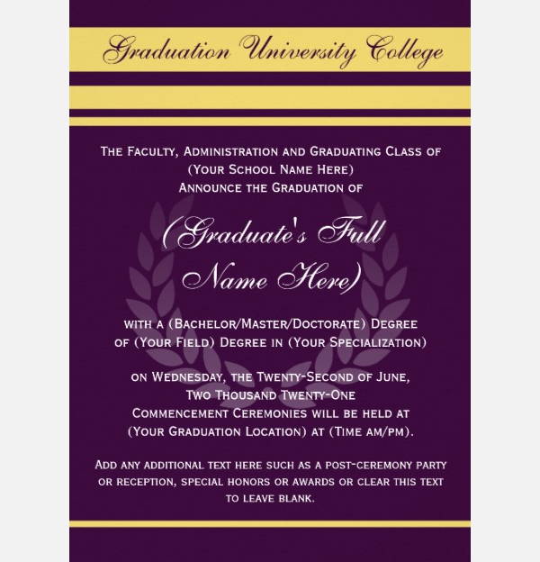 Formal College Graduation Invitation