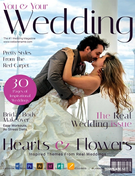 free modern wedding magazine cover template