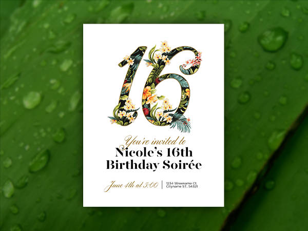 Free Printable 16th Birthday Party Invitation