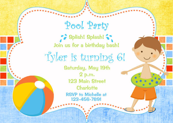 Free Printable Pool Party Birthday Invitation