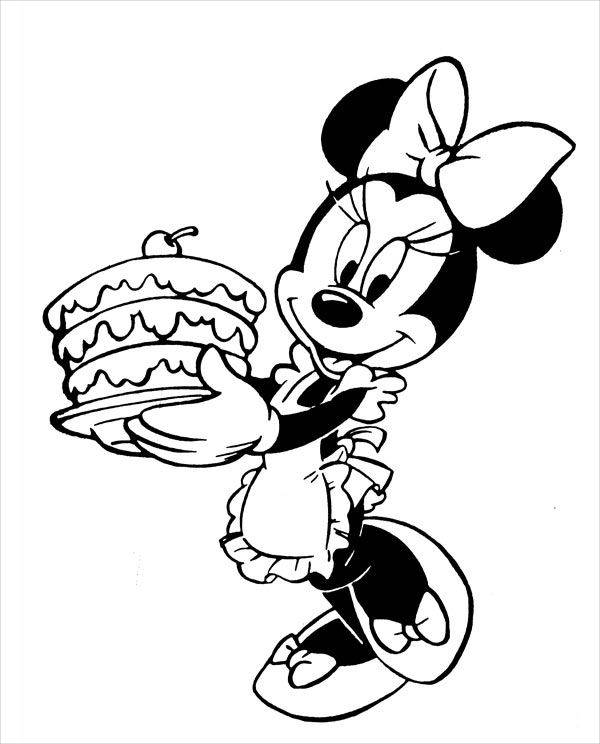 Funny Minnie Mouse Birthday Coloring Page