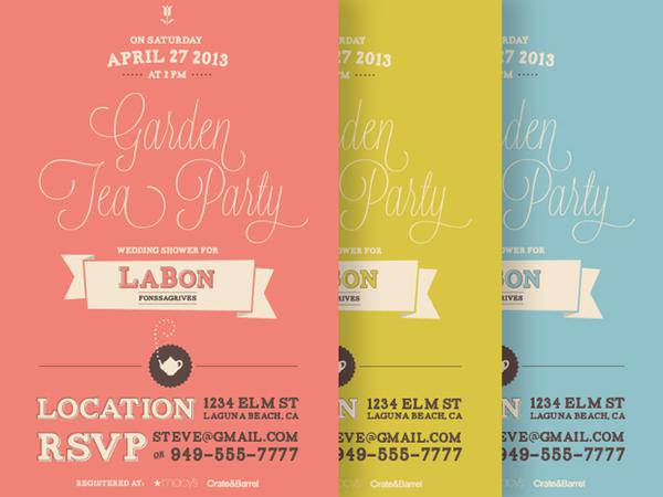 Garden Tea Party invitation cards
