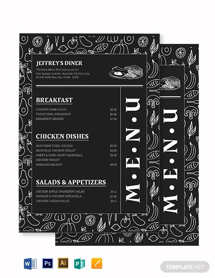 hand drawn chalkboard menu template