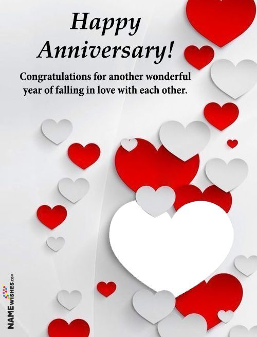 Love Heart Anniversary Wish With Name And Photo Image