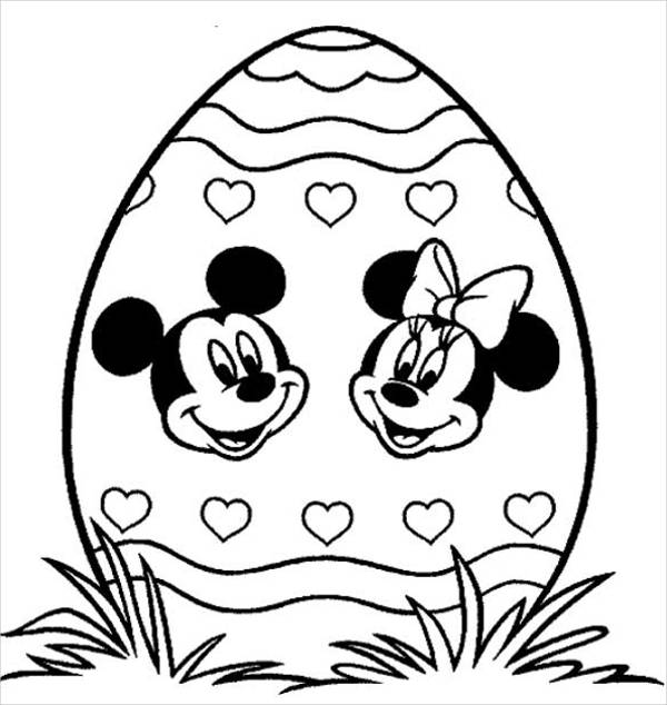 Mickey & Minnie Easter Coloring Page
