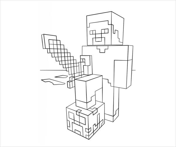 Minecraft Sword Coloring Page