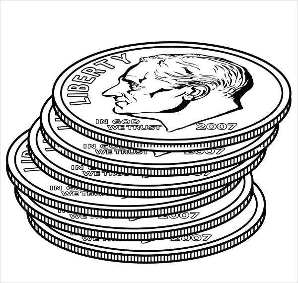 Money Black and White Clipart