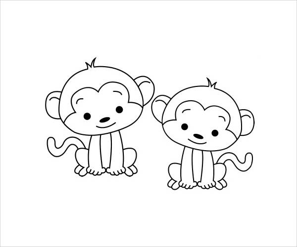 Monkey Coloring Page for Kids