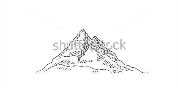 Outline Table Mountain Line Drawing