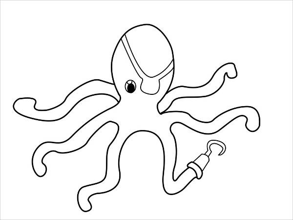 Outline Drawing of an Octopus