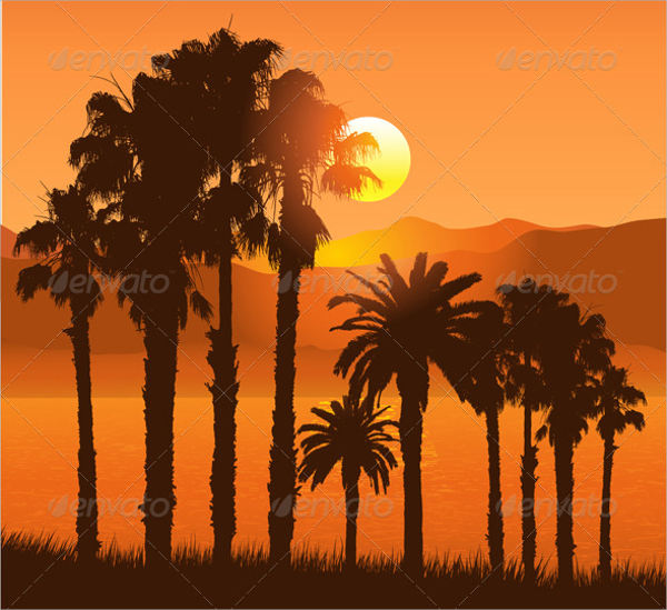 Palm Tree Silhouette Sunset