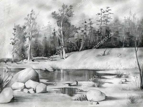 Drawing Tool Pencil Drawing About Nature - Drawing Image