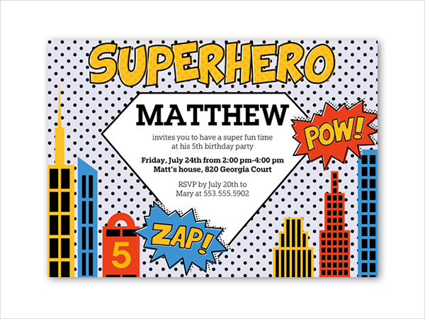 Personalized Superhero Birthday Invitation