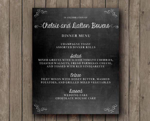 Printable Wedding Chalkboard Menu