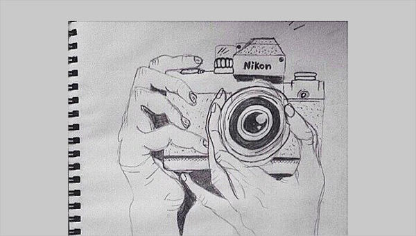 Camera Retro Handdrawn Camera Illustration In Sketch Style Vector Image  Stock Illustration - Download Image Now - iStock