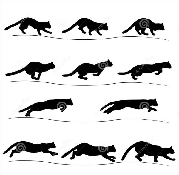 Running Cat Silhouette