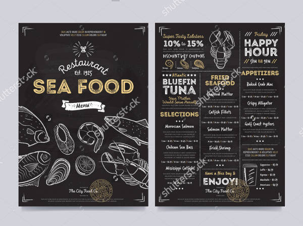 Sea Food Chalkboard Restaurant Menu