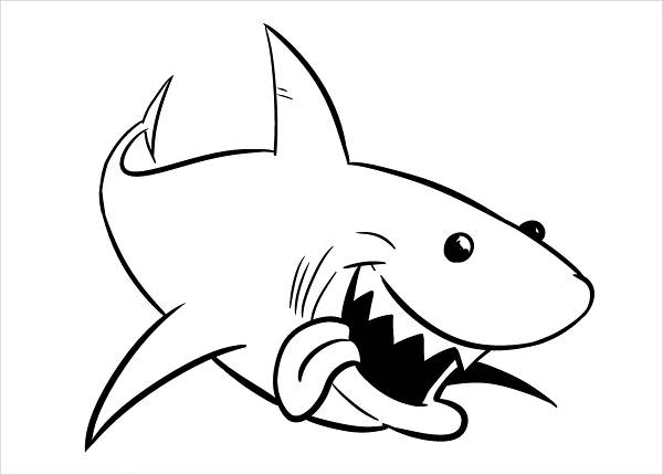 Shark Black and White Clipart