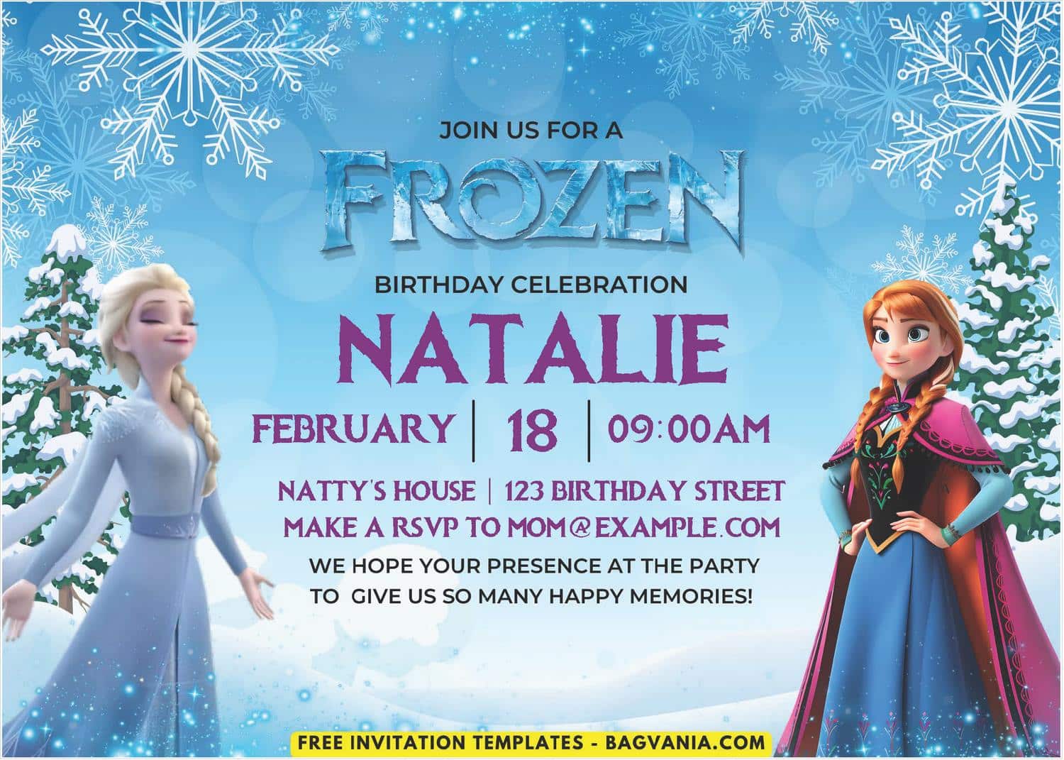 Snow Princess Disney Frozen Birthday Invitation