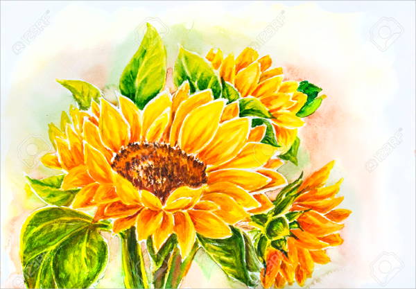 Sunflower Watercolor Painting