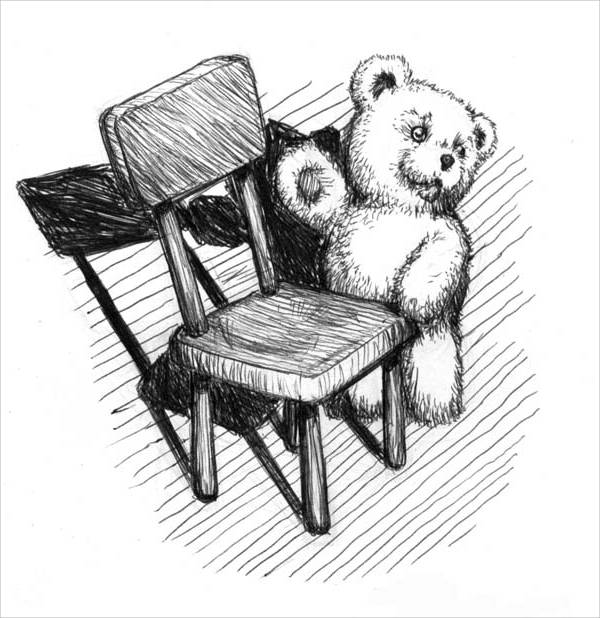 Teddy Bear Chair Drawing