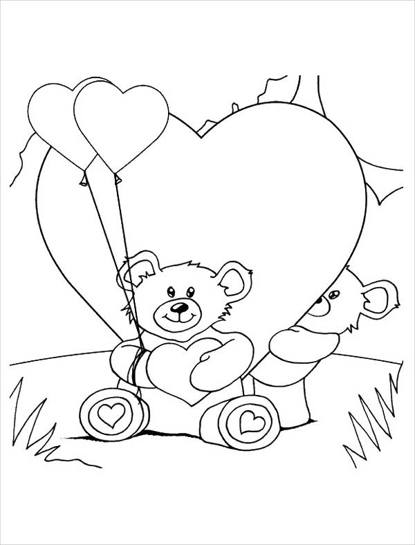 Teddy Bear with Balloon Coloring Page