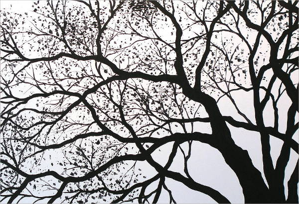 Tree Black and White Painting