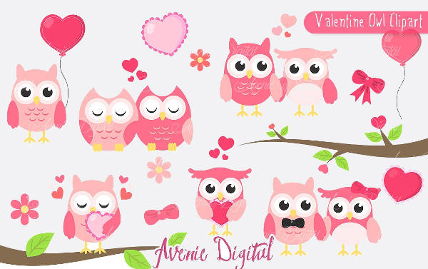 Valentine Owl Clip Art