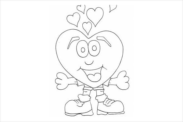 Valentines Day Happy Heart Coloring Page