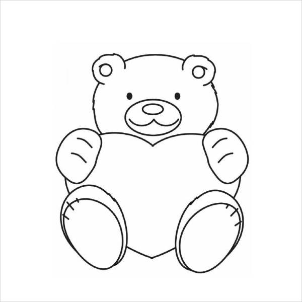 Valentines Day Teddy Bear Coloring Page