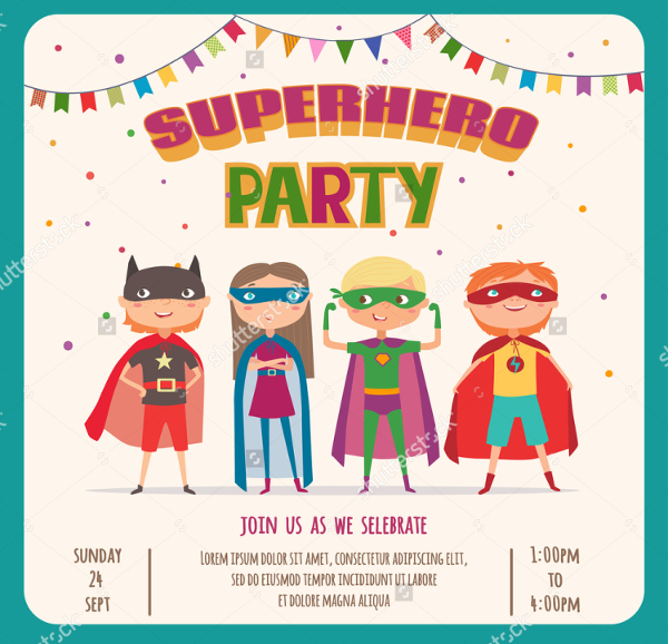 Vector Superhero Party Invitation