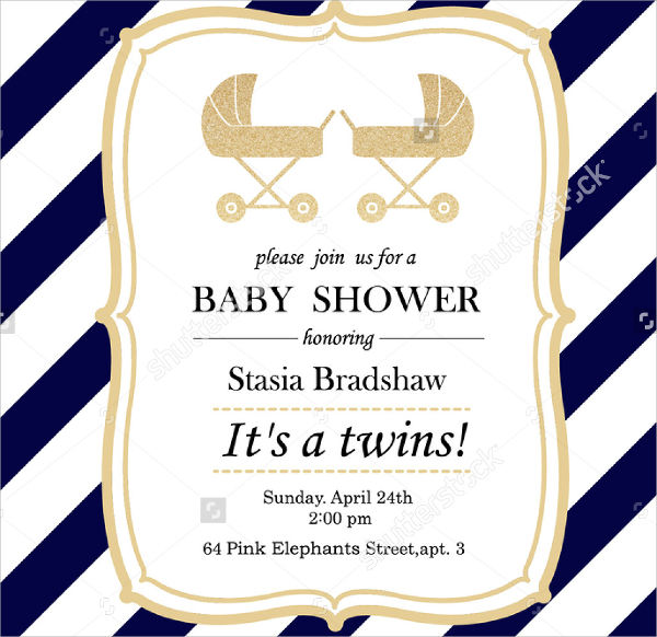 Vintage Baby Shower Invitation for Twins
