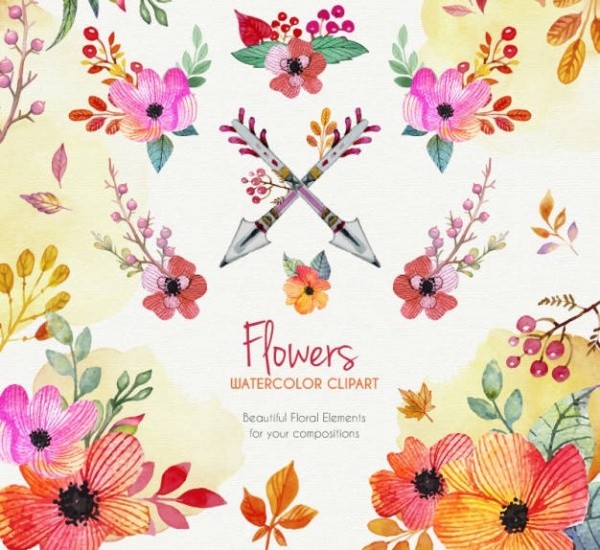 Watercolor Flower Clipart