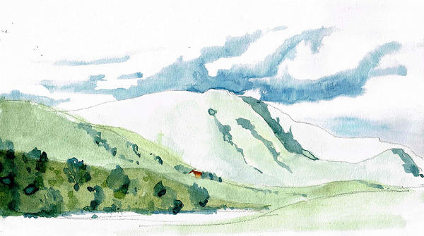 Watercolor Mountain Drawing