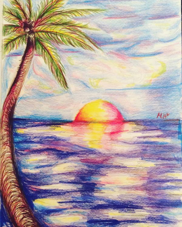 Watercolor Sunset Drawing