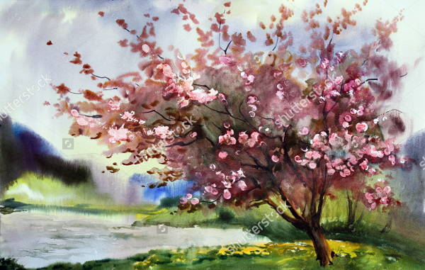 Watercolor Tree Painting