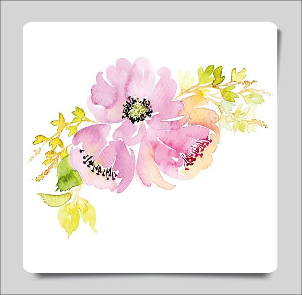 Watercolor Vector Flower Illustration