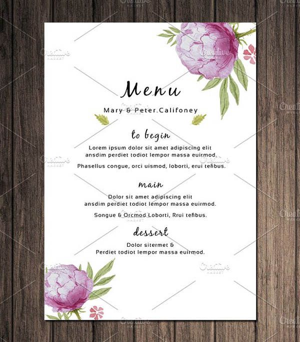 wedding menu template microsoft word free