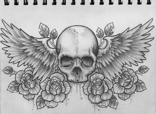 Wings with Skull Design