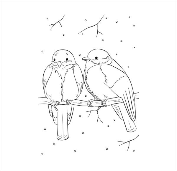 Winter Birds Coloring Page