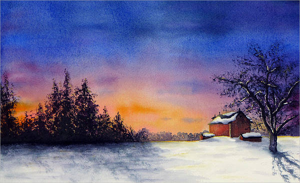 Winter Sunset Painting
